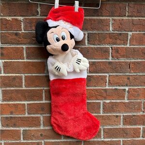 Vintage Mickey Mouse Plush Stocking Walt Disney Store Red Holiday Christmas